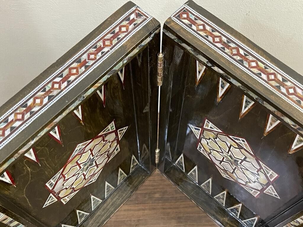 Handmade, Wooden Backgammon Board, Wood Chess Board, Mother of Pearl Inlay (21") - Laila Hand Made Gifts