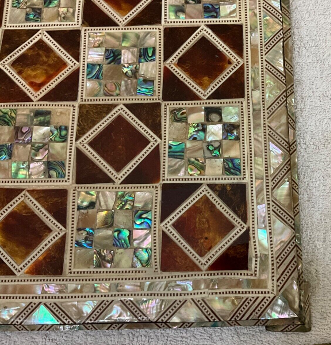 Handmade, Wood Chess Board, Game Board, Unique Board, Mother of Pearl Inlay 17"