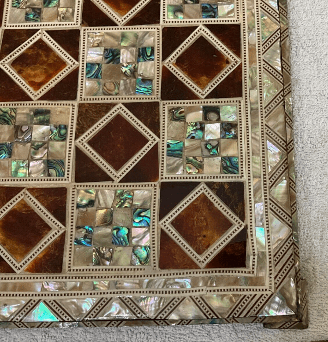 Handmade, Wood Chess Board, Game Board, Unique Board, Mother of Pearl Inlay 17" - Laila Hand Made Gifts