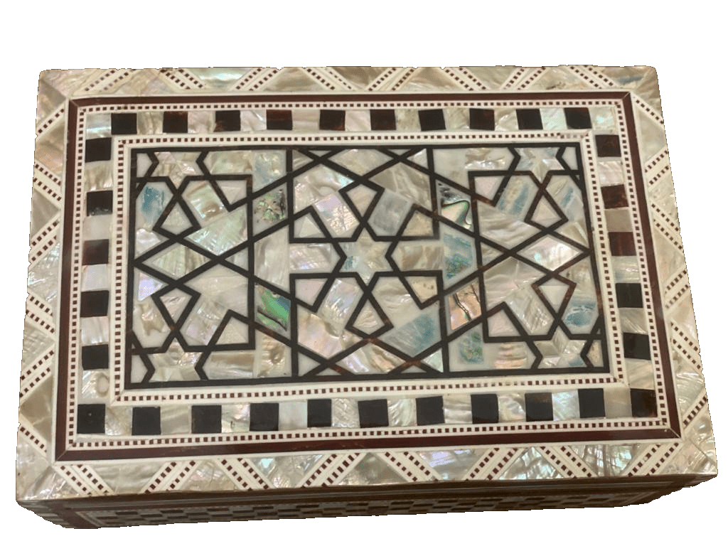 Handmade Wooden Jewelry Box Wood Trinket Storage Wood Box Mother of Pearl Inlay - Laila Hand Made Gifts