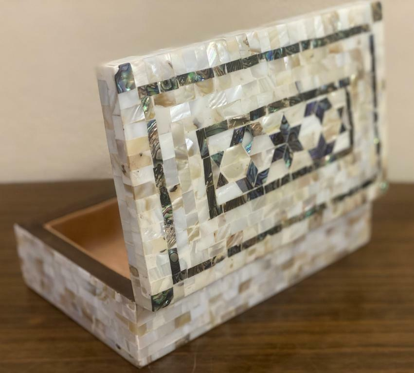 Handmade Wooden Jewelry Box Wood Trinket Storage Wood Box Mother of Pearl Inlay