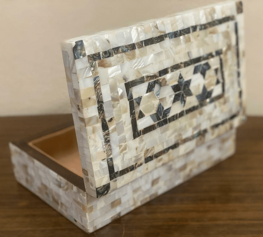 Handmade Wooden Jewelry Box Wood Trinket Storage Wood Box Mother of Pearl Inlay - Laila Hand Made Gifts