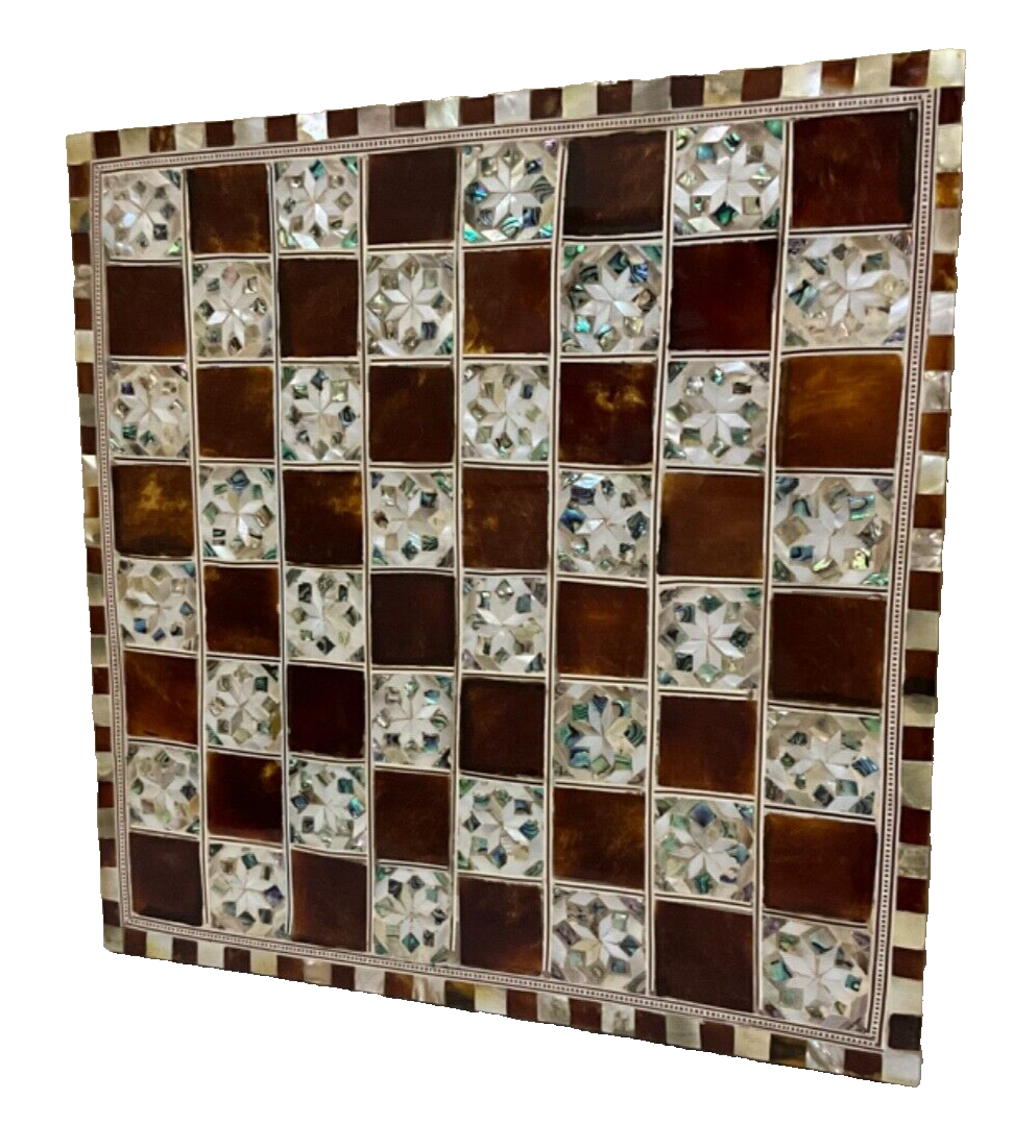 Handmade, Wooden Chess Board, Chess Board, Board Game, Mother of Pearl Inlay 12"