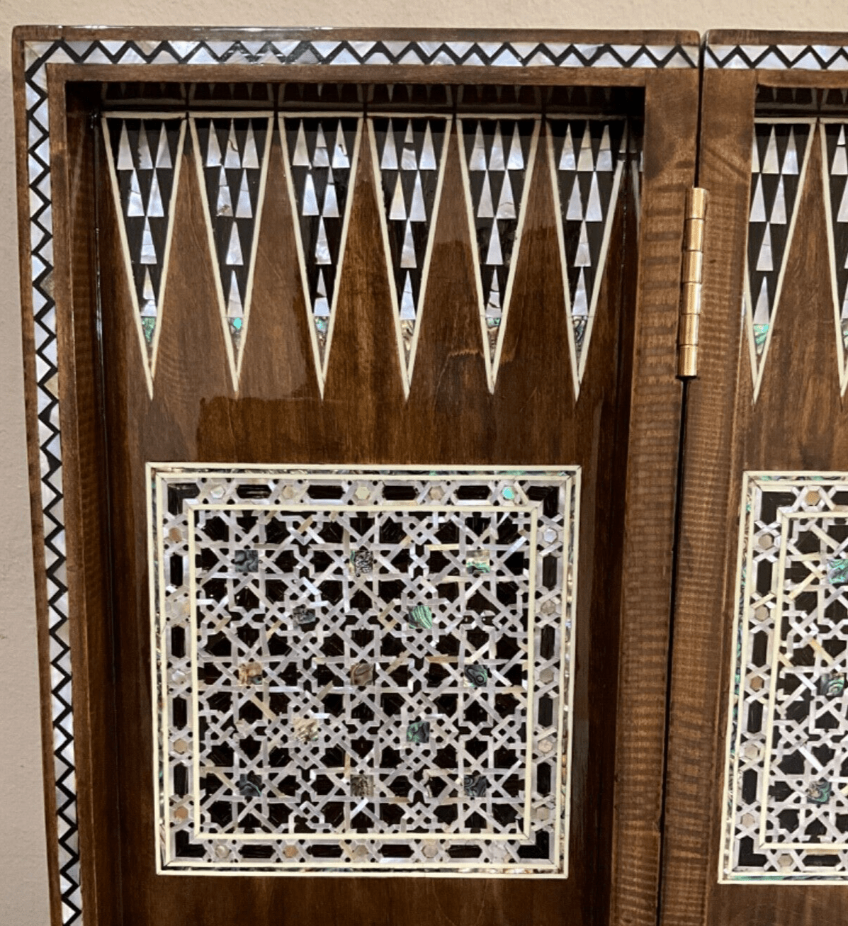 Handmade, Wooden Backgammon Board, Wood Chess Board, Mother of Pearl Inlay (20") - Laila Hand Made Gifts