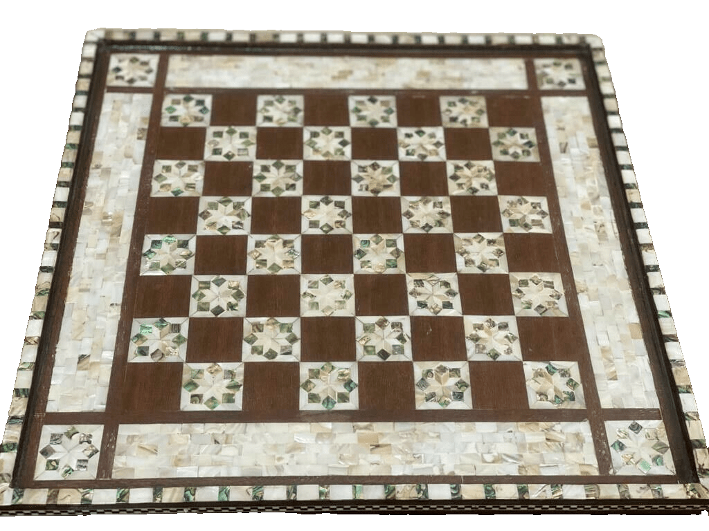 Handmade Wooden Chess Board, Wood Chess Board, Game Board, Mother of Pearl Inlay - Laila Hand Made Gifts