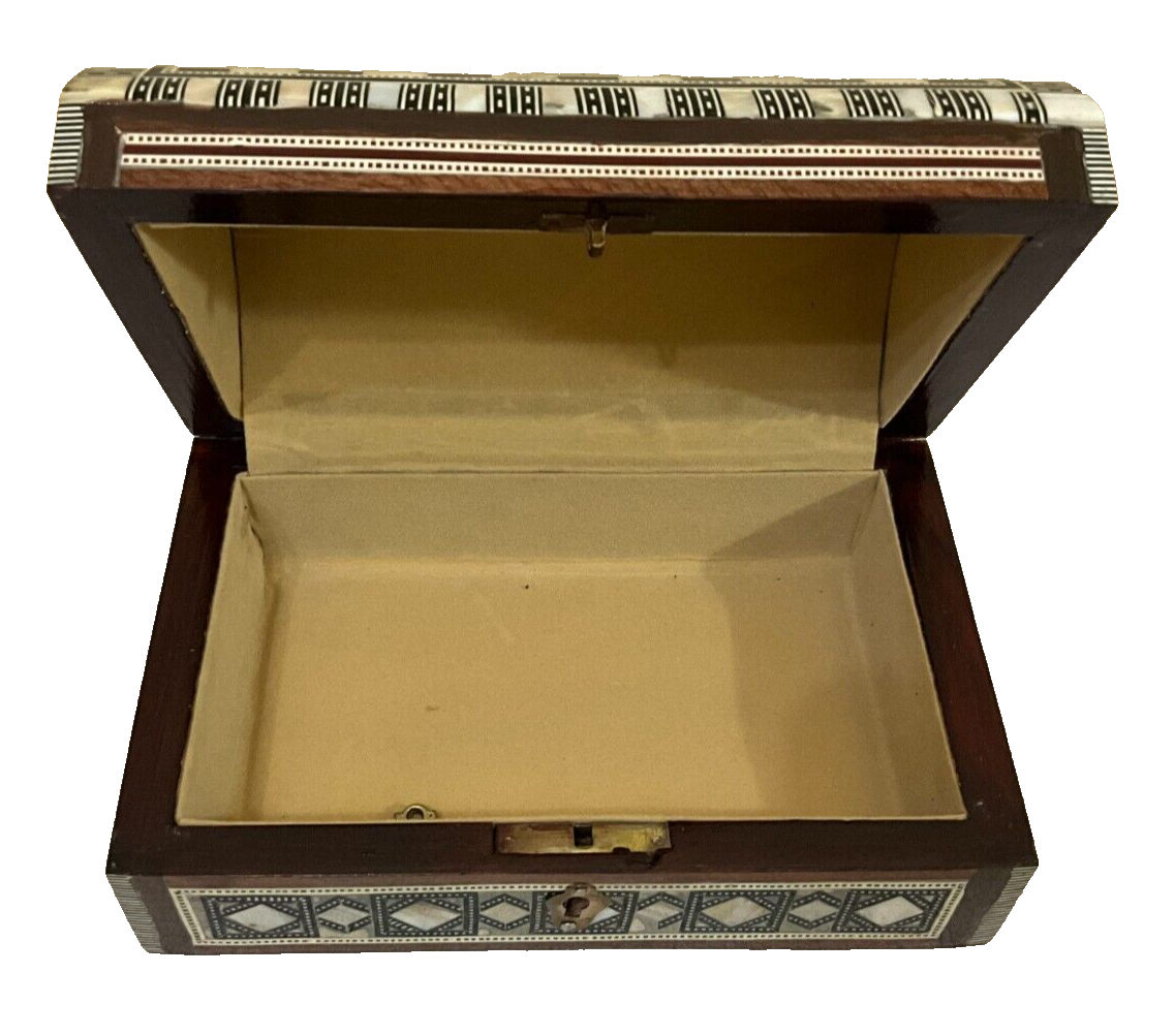 Handmade Wooden Jewelry Box Wood Trinket Storage Wood Box Mother of Pearl Inlay