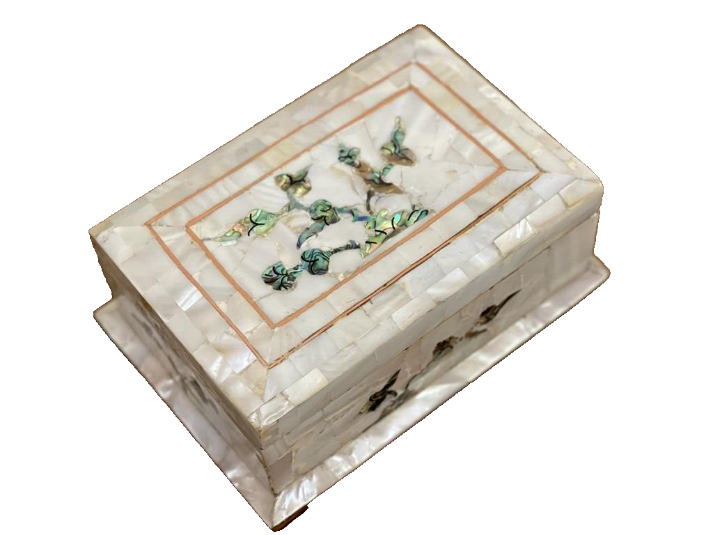 Handmade Wooden Jewelry Box Wood Trinket Storage Wood Box Mother of Pearl Inlay