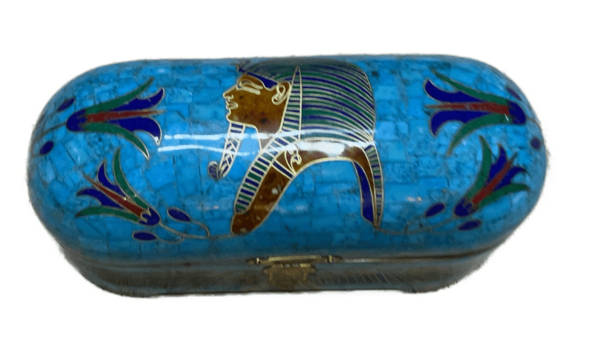 Handmade Antique Wood Jewelry Box, Gift Box, Wood Box, Inlaid Gemstones & Copper - Laila Hand Made Gifts