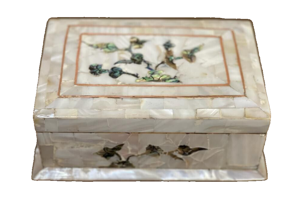 Handmade Wooden Jewelry Box Wood Trinket Storage Wood Box Mother of Pearl Inlay