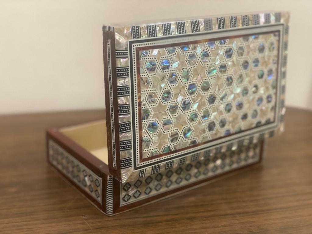 Handmade Wooden Jewelry Box Wood Trinket Storage Wood Box Mother of Pearl Inlay