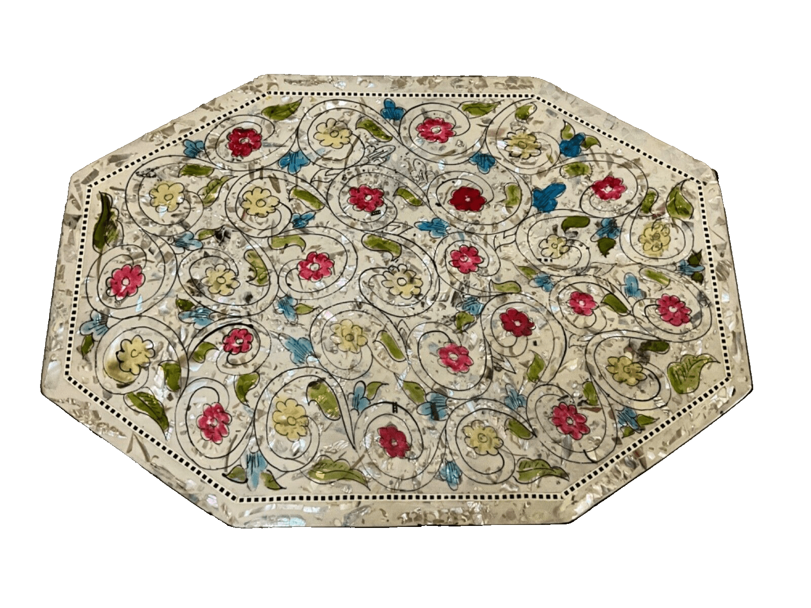 Handmade Wooden End Table Carving Wood Table Home Decor Mother of Pearl Inlay - Laila Hand Made Gifts