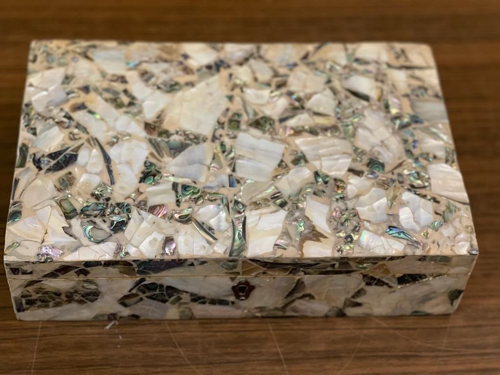 Handmade Wooden Jewelry Box Wood Trinket Storage Wood Box Mother of Pearl Inlay