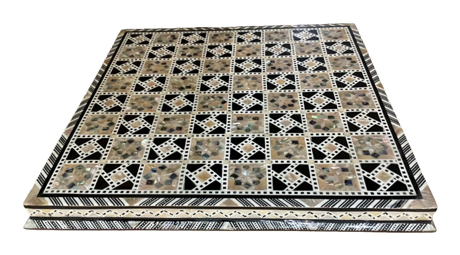 Handmade, Wood Chess Board, Game Board, Unique Board, Inlaid Mother of Pearl 12"
