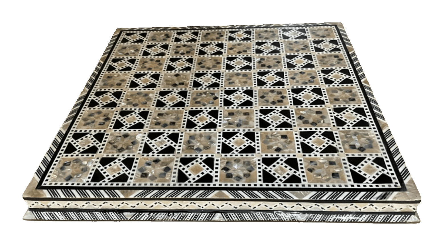 Handmade, Wood Chess Board, Game Board, Unique Board, Inlaid Mother of Pearl 12" - Laila Hand Made Gifts