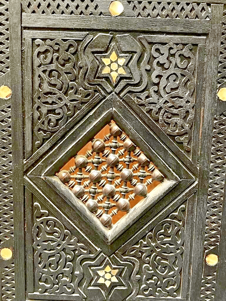 3 Panel Folding Wooden Room Divider Partition Privacy Screen Carving Wood Inlay - Laila Hand Made Gifts