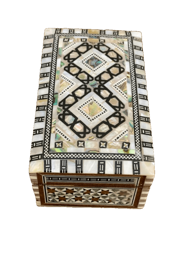 Handmade Wooden Jewelry Box Wood Trinket Storage Wood Box Mother of Pearl Inlay - Laila Hand Made Gifts