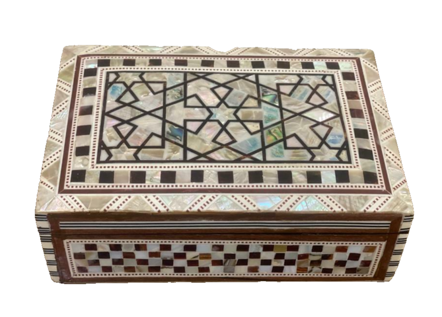 Handmade Wooden Jewelry Box Wood Trinket Storage Wood Box Mother of Pearl Inlay