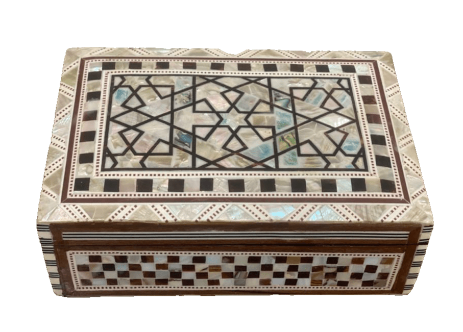Handmade Wooden Jewelry Box Wood Trinket Storage Wood Box Mother of Pearl Inlay - Laila Hand Made Gifts