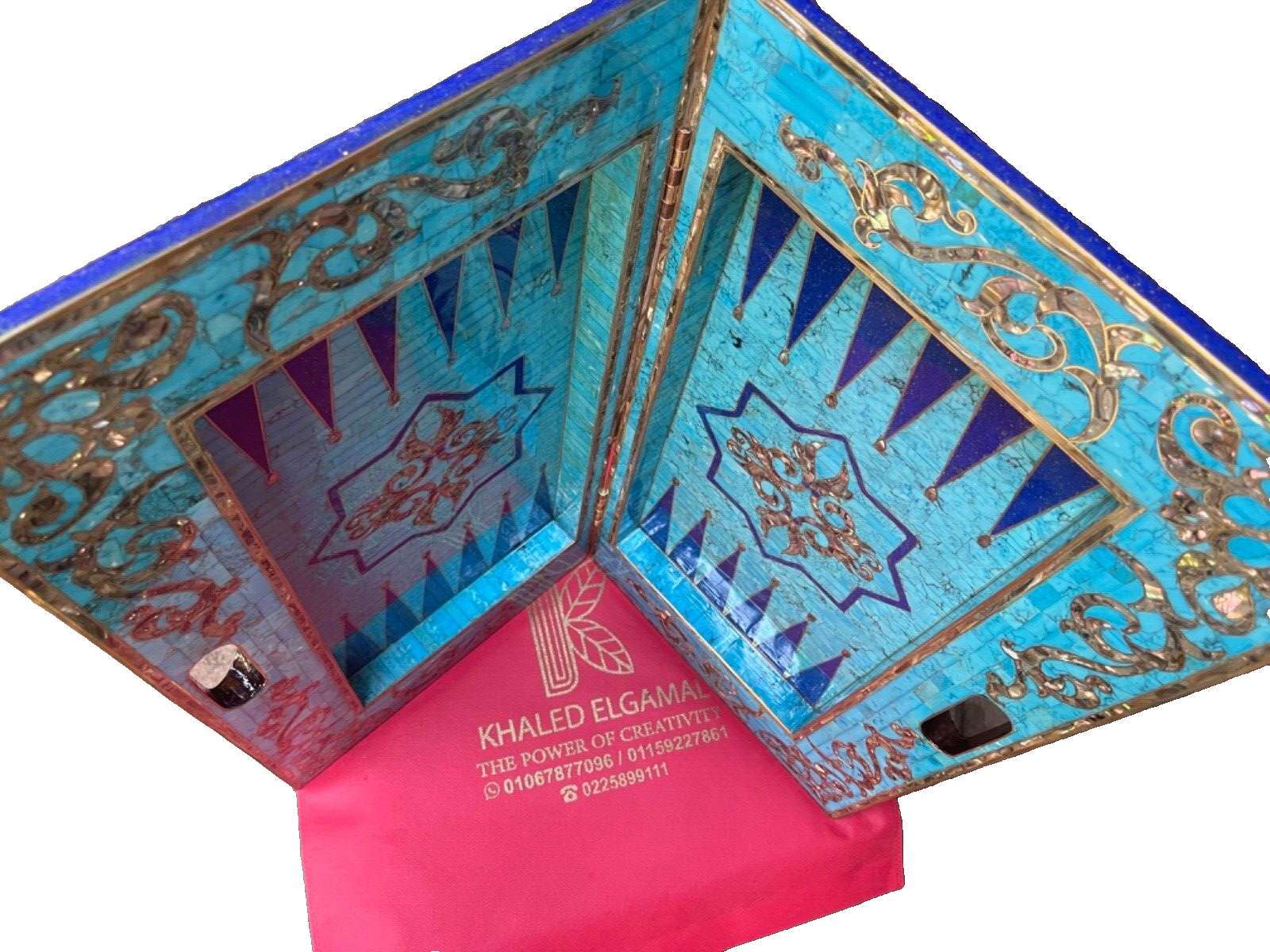 Handmade, Wooden Backgammon Board, Chess Board, Gemstones & Shell Inlay (25.6")