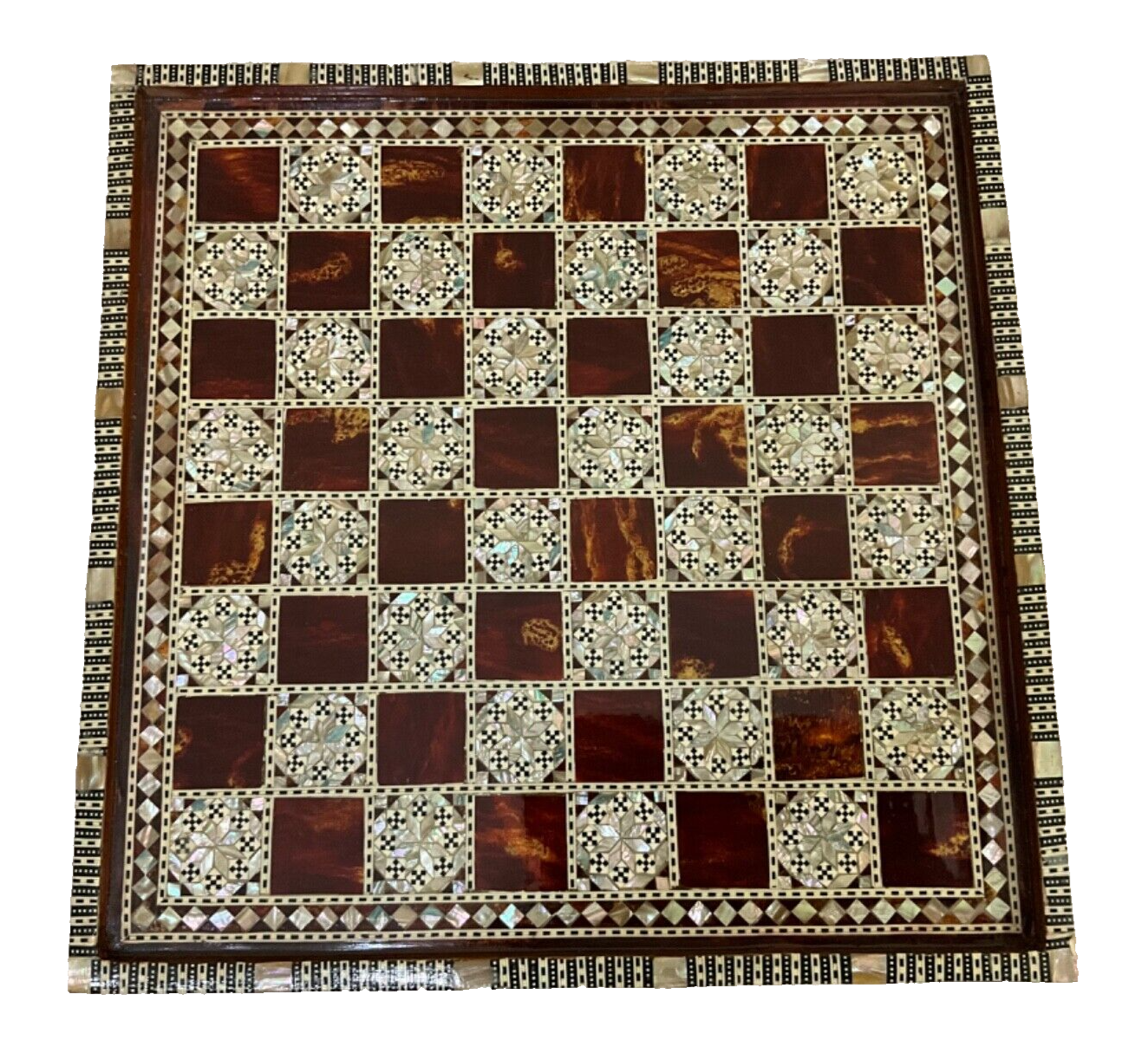 Handmade Wooden Chess Board, Wood Chess Board, Game Board, Mother of Pearl Inlay