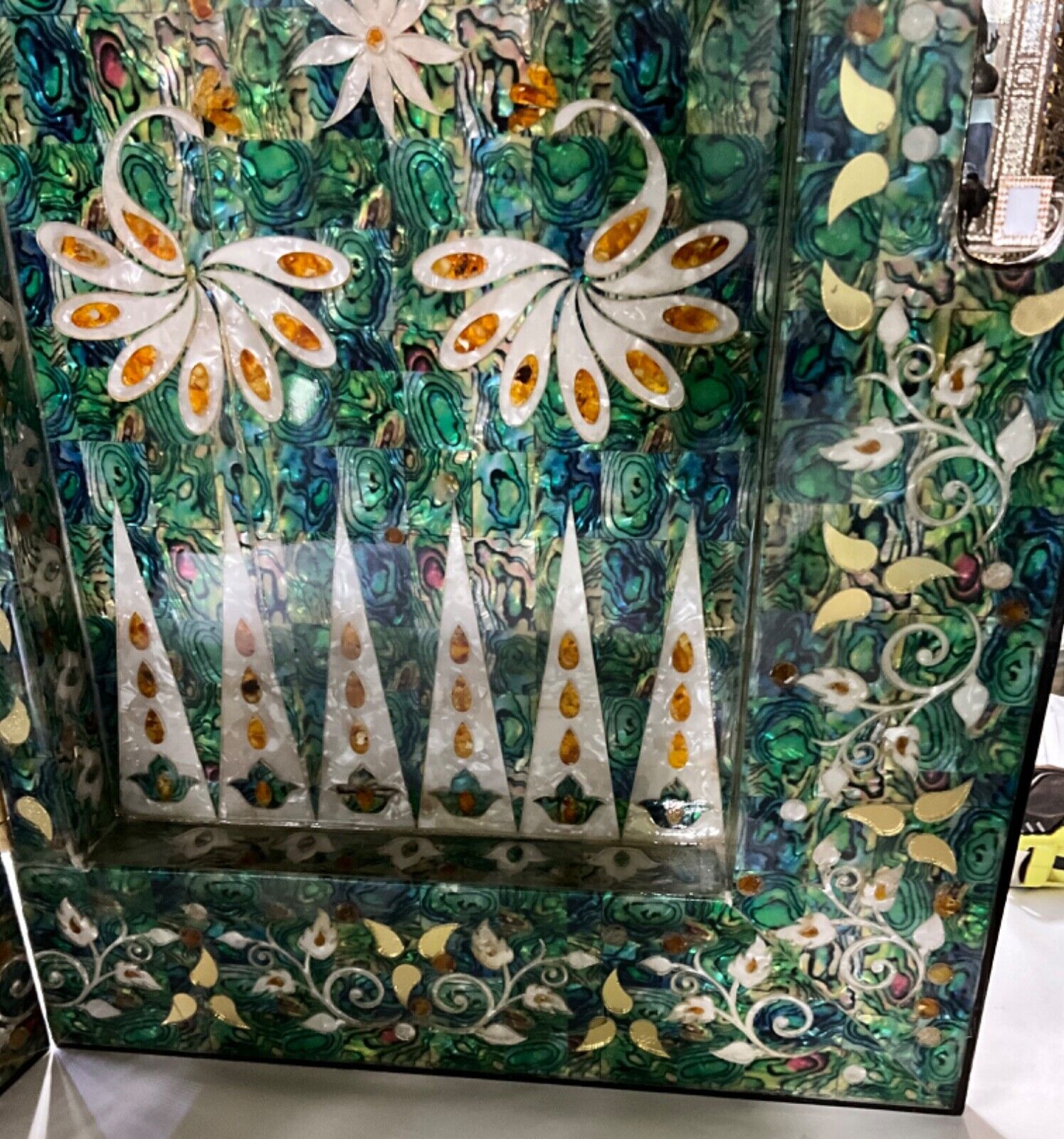 Handmade, Wooden Backgammon Board, Wood Chess Board, Game Board, Mother of Pearl - Laila Hand Made Gifts