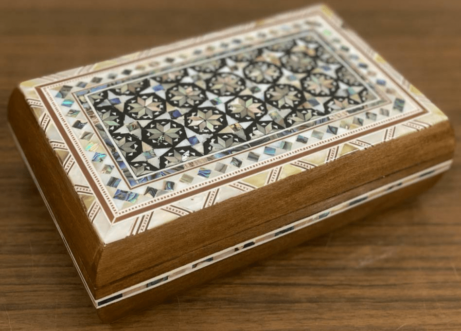 Handmade Wooden Jewelry Box Wood Trinket Storage Wood Box Mother of Pearl Inlay - Laila Hand Made Gifts
