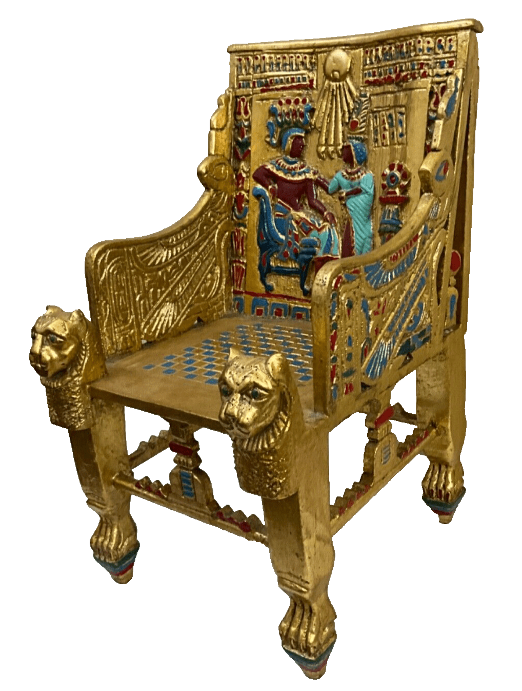 Mini King Tut Throne Replica – Handmade Egyptian Collectible Figurine Chair Decor - Laila Hand Made Gifts