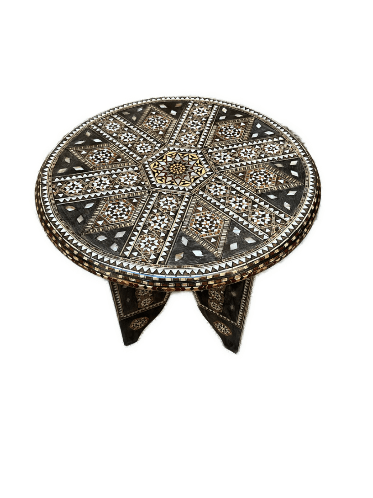 Handmade Wooden End Table Carving Wood Table Home Decor Mother of Pearl Inlay - Laila Hand Made Gifts