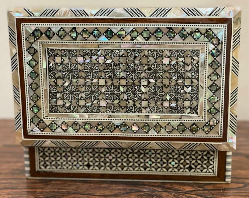 Handmade Wooden Jewelry Box Wood Trinket Storage Wood Box Mother of Pearl Inlay
