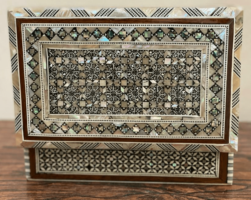 Handmade Wooden Jewelry Box Wood Trinket Storage Wood Box Mother of Pearl Inlay - Laila Hand Made Gifts