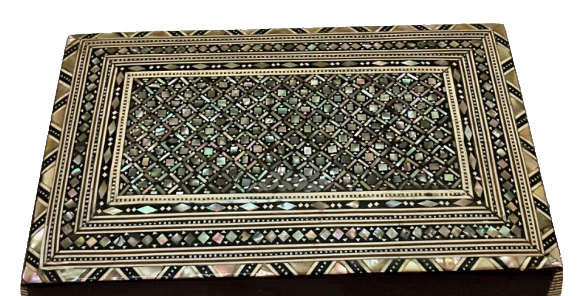 Handmade Wooden Jewelry Box Wood Trinket Storage Wood Box Mother of Pearl Inlay