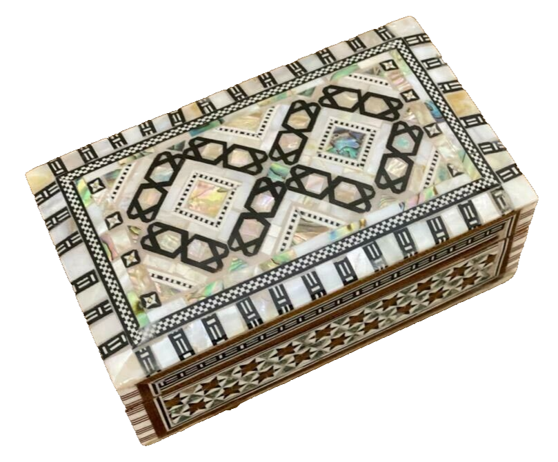 Handmade Wooden Jewelry Box Wood Trinket Storage Wood Box Mother of Pearl Inlay