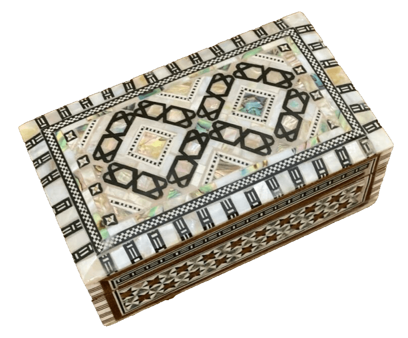 Handmade Wooden Jewelry Box Wood Trinket Storage Wood Box Mother of Pearl Inlay - Laila Hand Made Gifts
