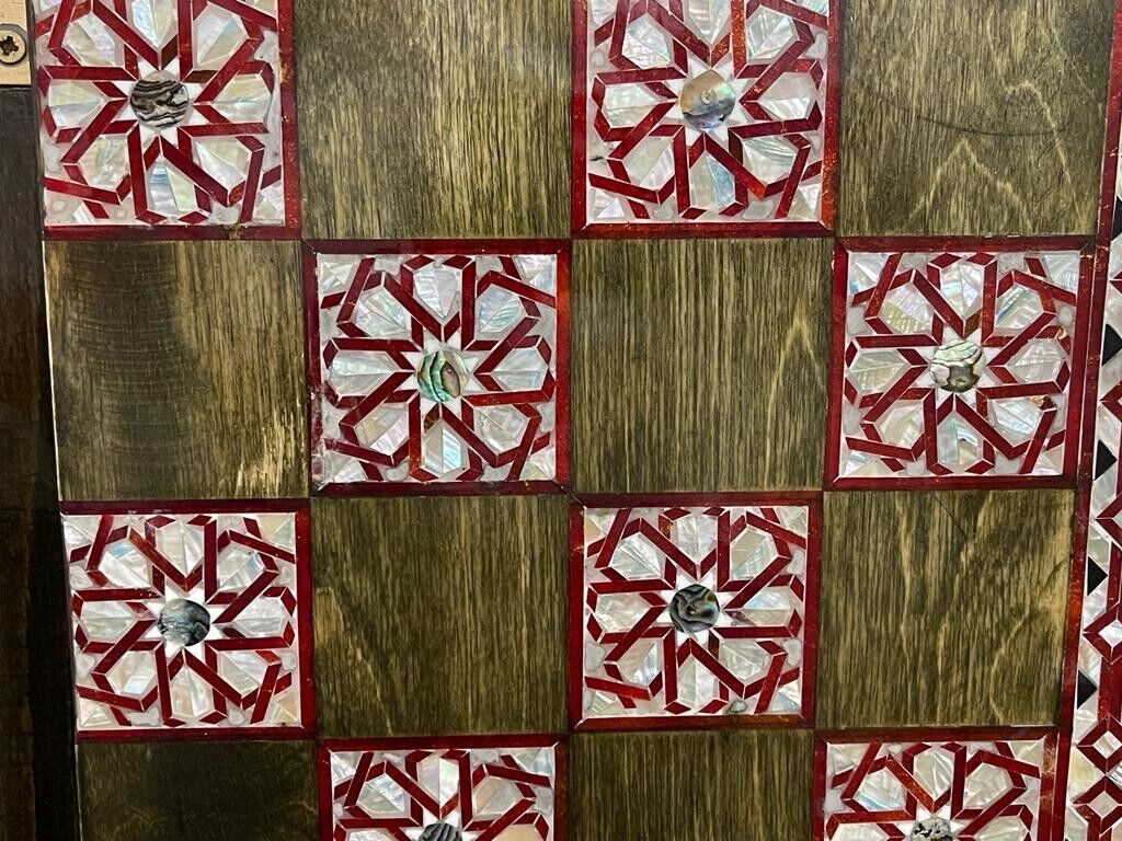 Handmade, Wooden Backgammon Board, Wood Chess Board, Mother of Pearl Inlay (21")