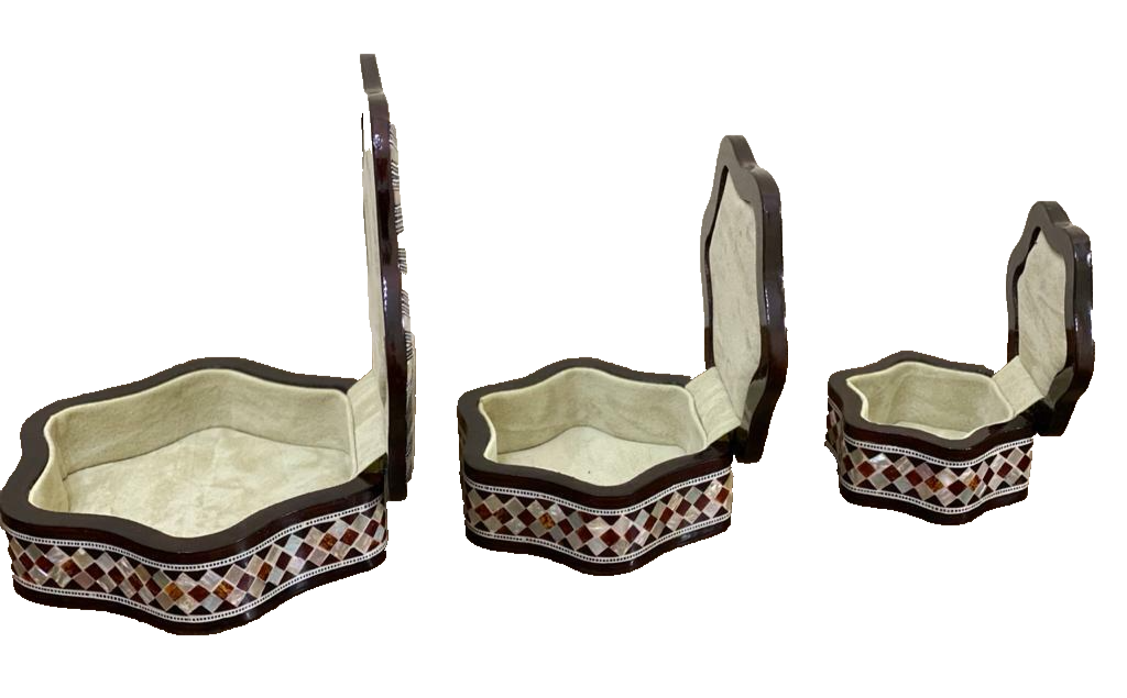 Handmade Wooden Jewelry Box Wood Trinket Storage Wood Box Mother of Pearl Inlay