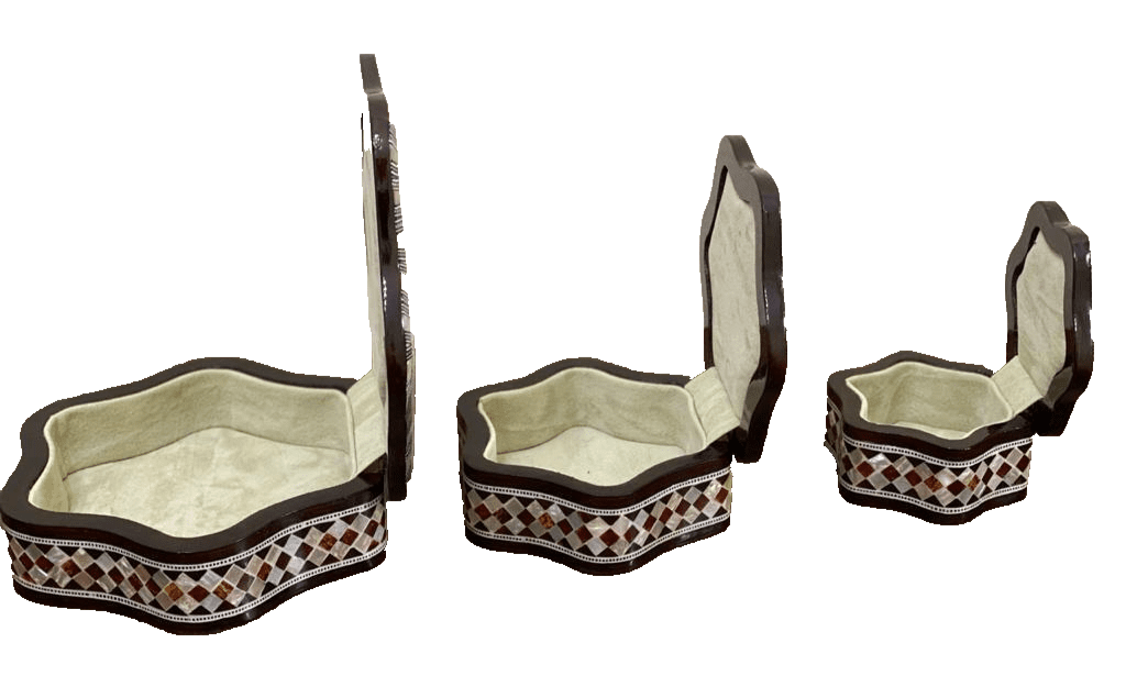 Handmade Wooden Jewelry Box Wood Trinket Storage Wood Box Mother of Pearl Inlay - Laila Hand Made Gifts