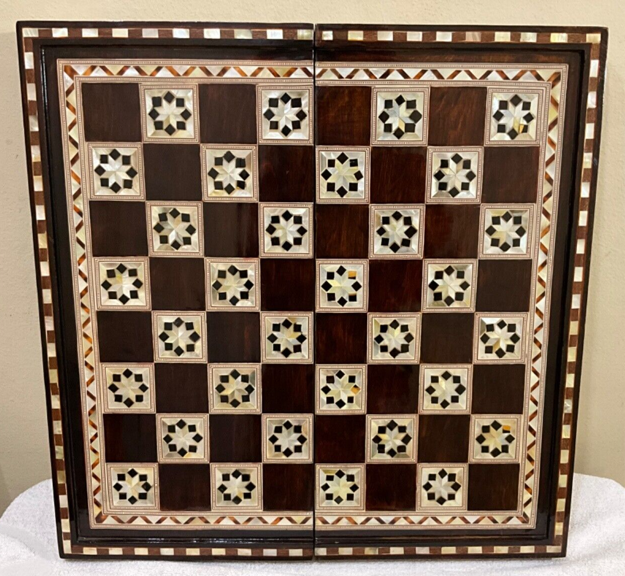 Handmade, Wooden Backgammon Board, Wood Chess Board, Mother of Pearl Inlay (21")
