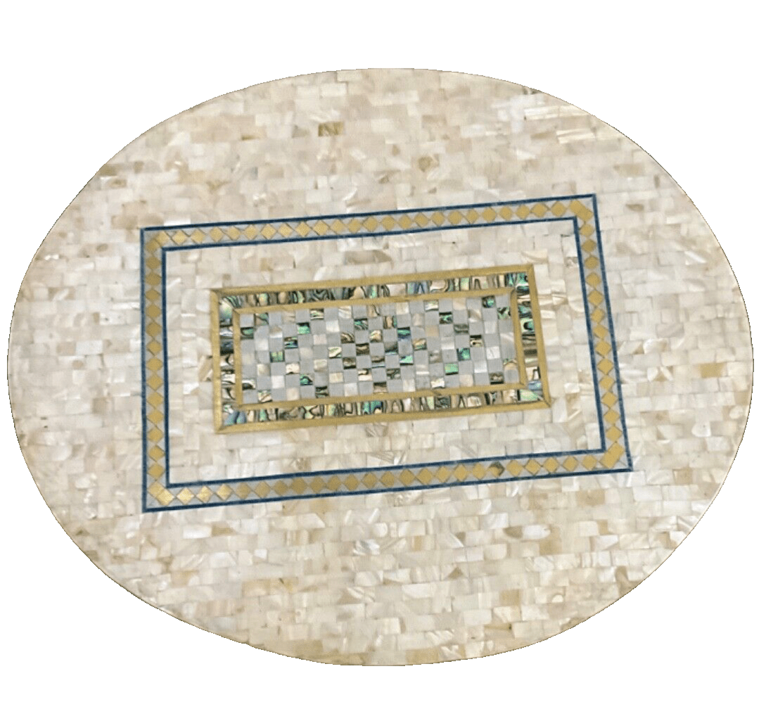 Handmade Wooden End Table Carving Wood Table Home Decor Mother of Pearl Inlay - Laila Hand Made Gifts