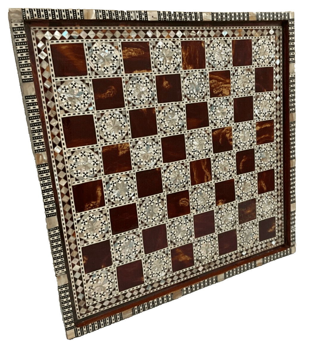 Handmade Wooden Chess Board, Wood Chess Board, Game Board, Mother of Pearl Inlay - Laila Hand Made Gifts