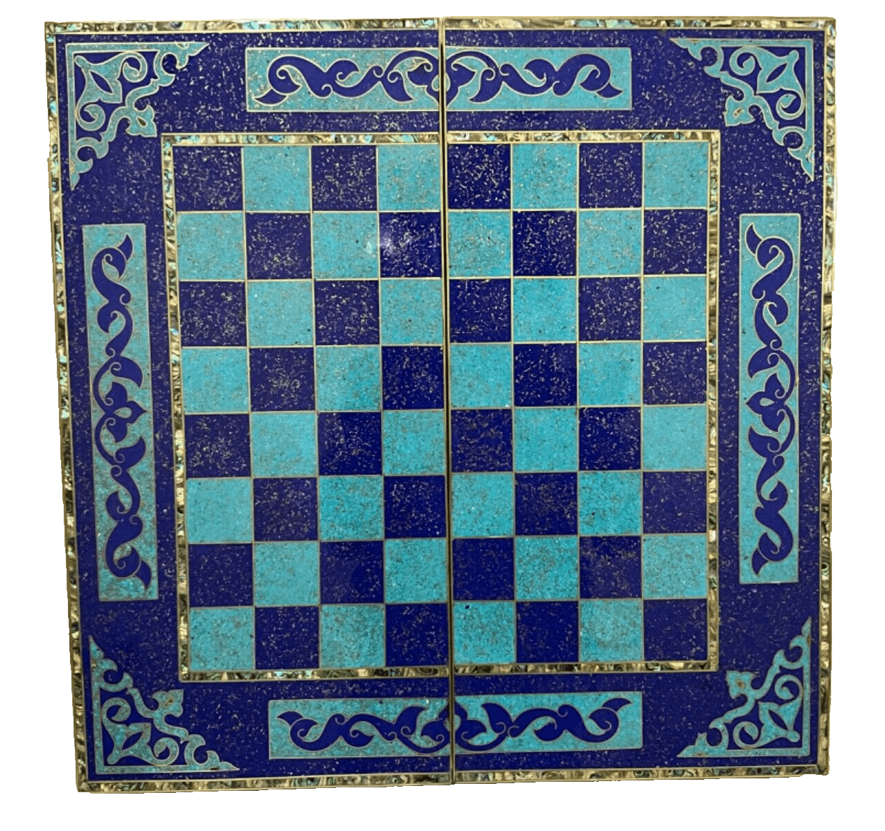 Handmade, Wooden Backgammon Board, Chess Board, Mother of Pearl, Gemstone Inlay - Laila Hand Made Gifts