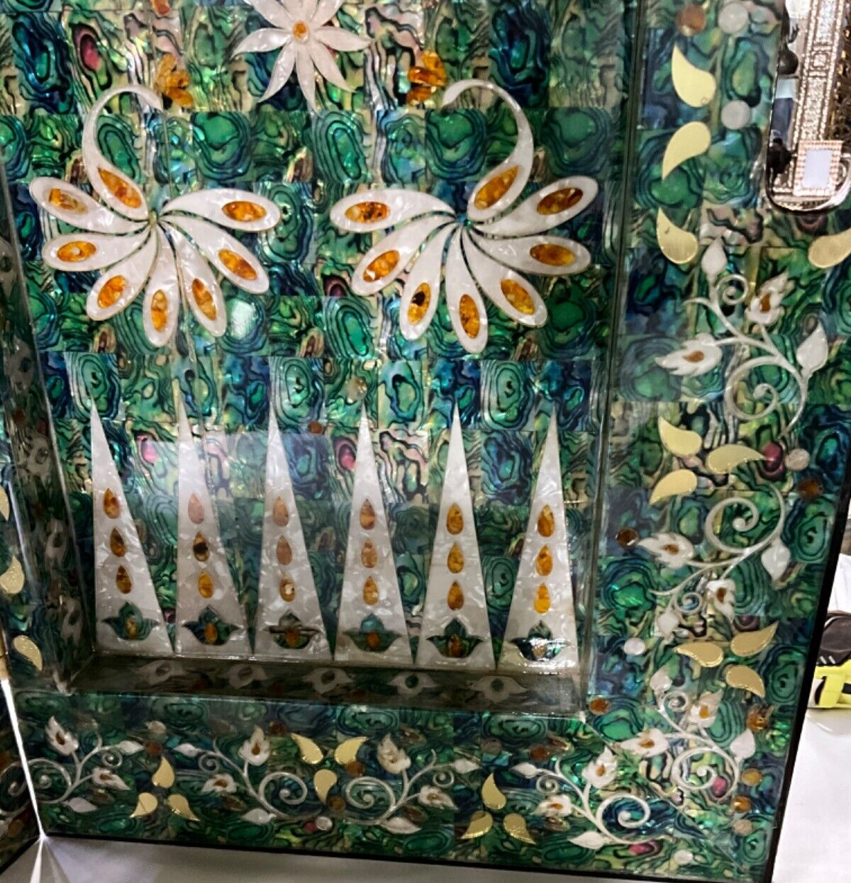 Handmade, Wooden Backgammon Board, Wood Chess Board, Game Board, Mother of Pearl - Laila Hand Made Gifts