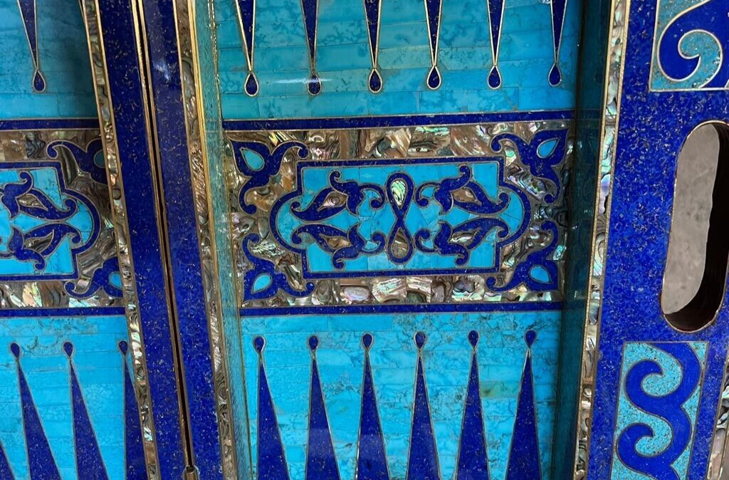 Handmade, Wooden Backgammon Board, Wood Chess Board, Mother of Pearl Inlay 21.6" - Laila Hand Made Gifts