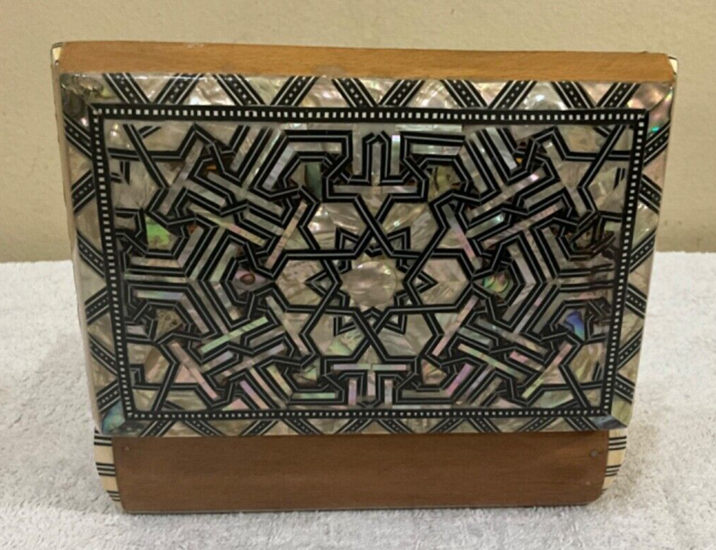 Handmade Wooden Jewelry Box Wood Trinket Storage Wood Box Mother of Pearl Inlay