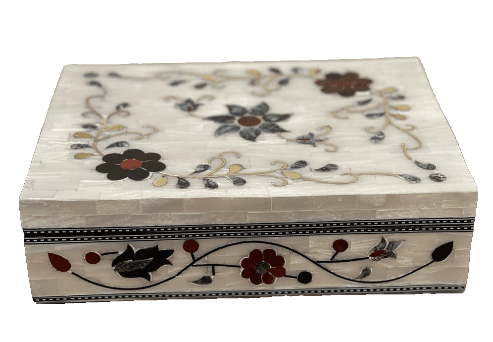 Handmade Wooden Jewelry Box Wood Trinket Storage Wood Box Mother of Pearl Inlay - Laila Hand Made Gifts