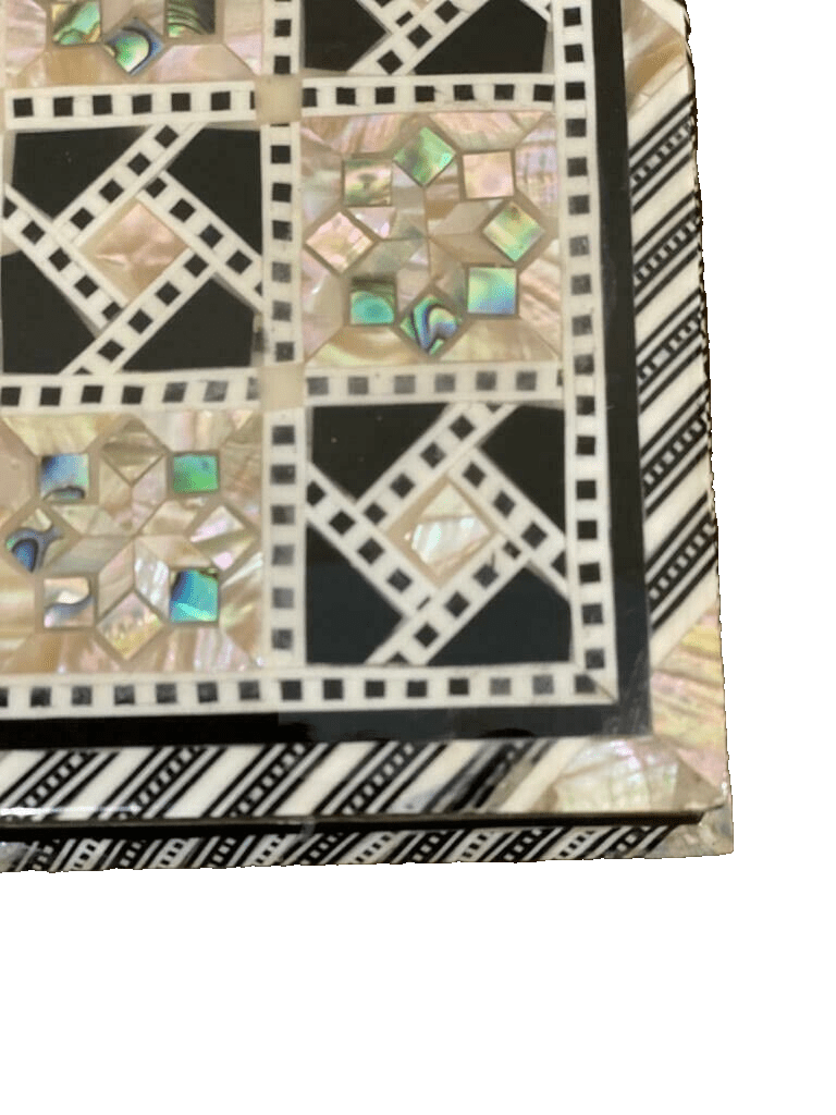 Handmade, Wood Chess Board, Game Board, Unique Board, Inlaid Mother of Pearl 12" - Laila Hand Made Gifts