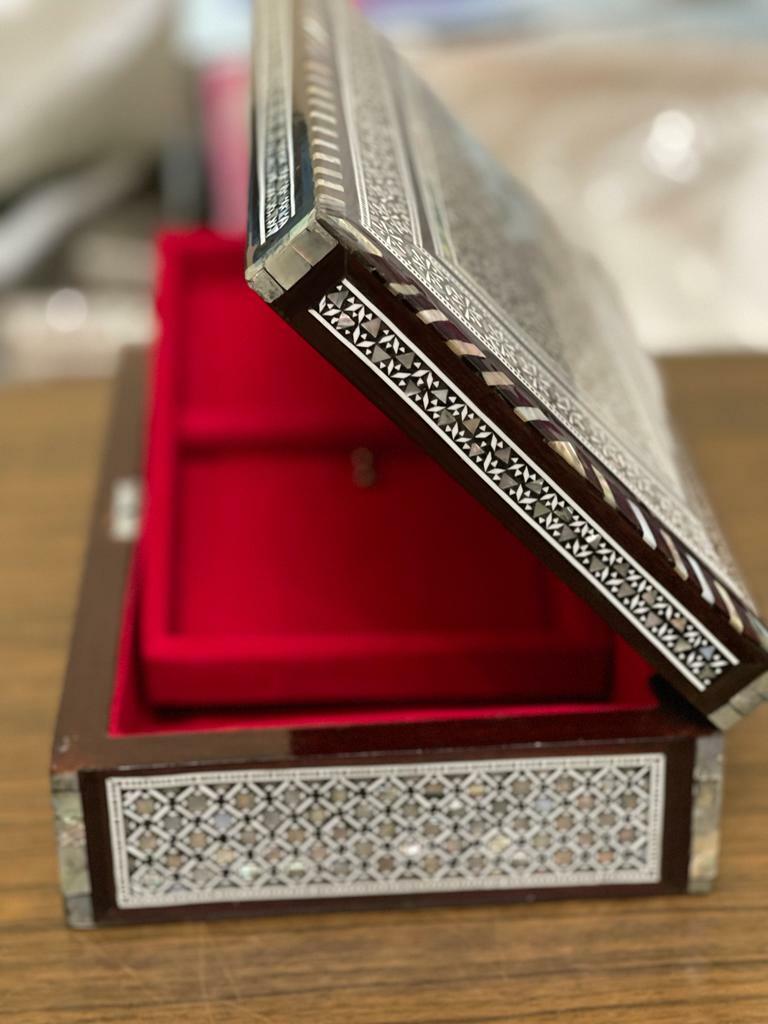 Handmade Wooden Jewelry Box Wood Trinket Storage Wood Box Mother of Pearl Inlay