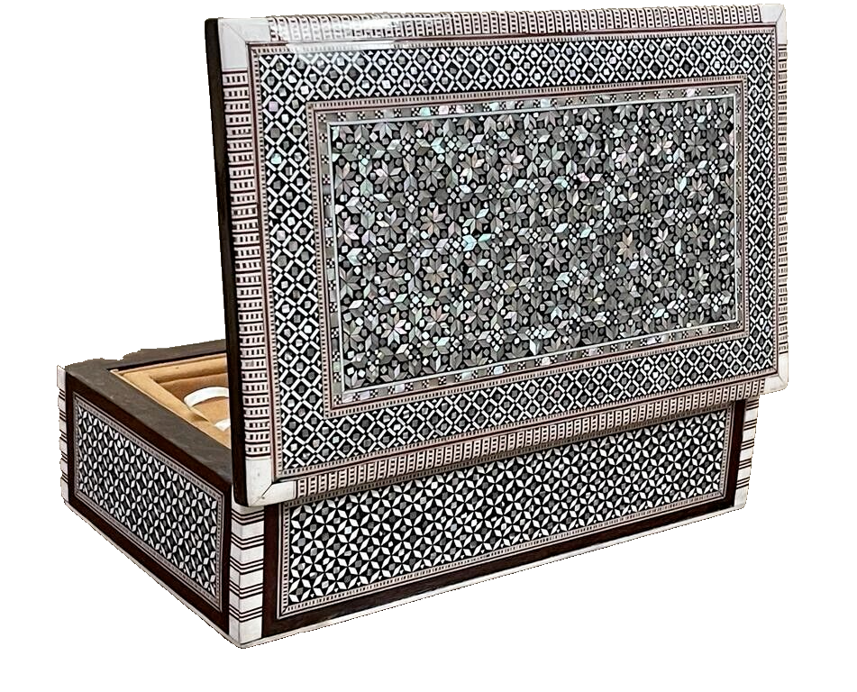 Handmade Wooden Jewelry Box Wood Trinket Storage Wood Box Mother of Pearl Inlay