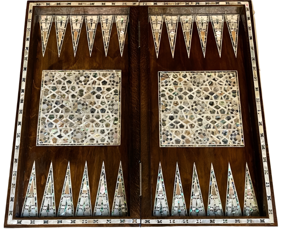 Handmade, Wooden Backgammon Board, Wood Chess Board, Mother of Pearl Inlay (20")