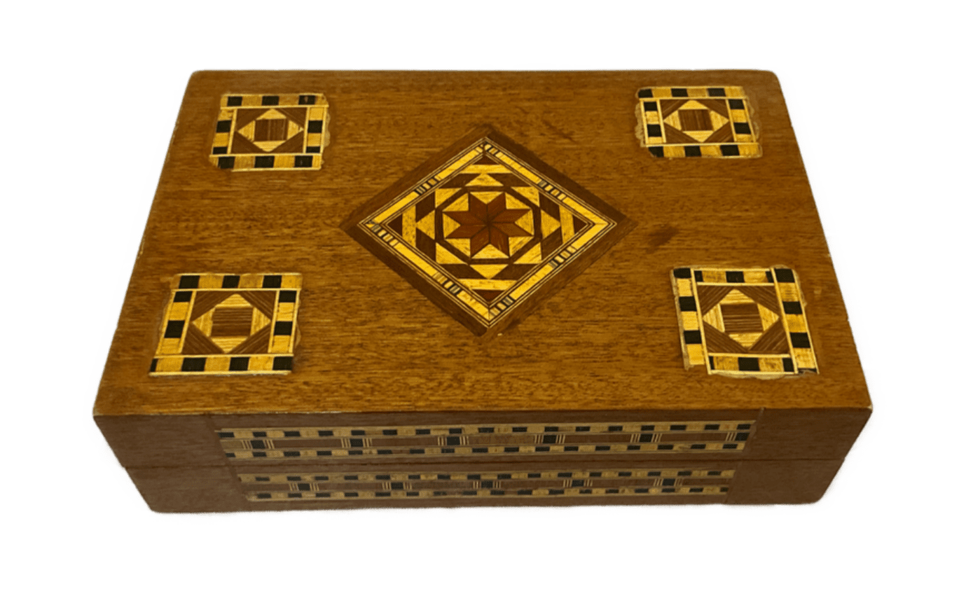 Handmade Wooden Jewelry Box Wood Trinket Storage Wood Box Marquetry Mosaic Inlay - Laila Hand Made Gifts