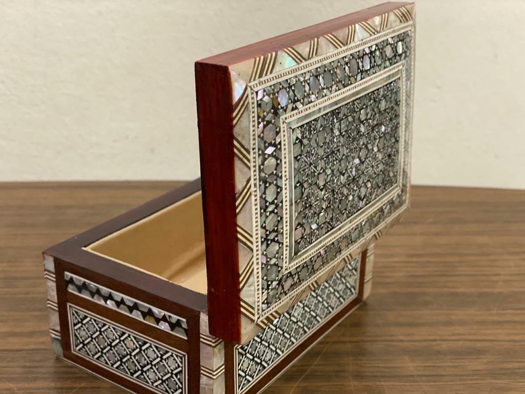 Handmade Wooden Jewelry Box Wood Trinket Storage Wood Box Mother of Pearl Inlay